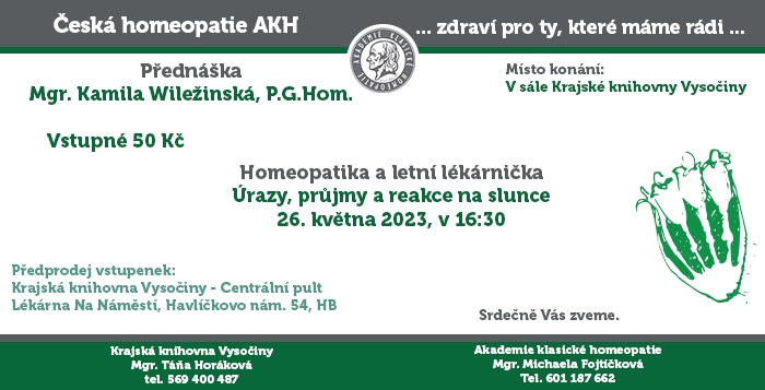 Přednáška - Homeopatika a letní lékárnička
